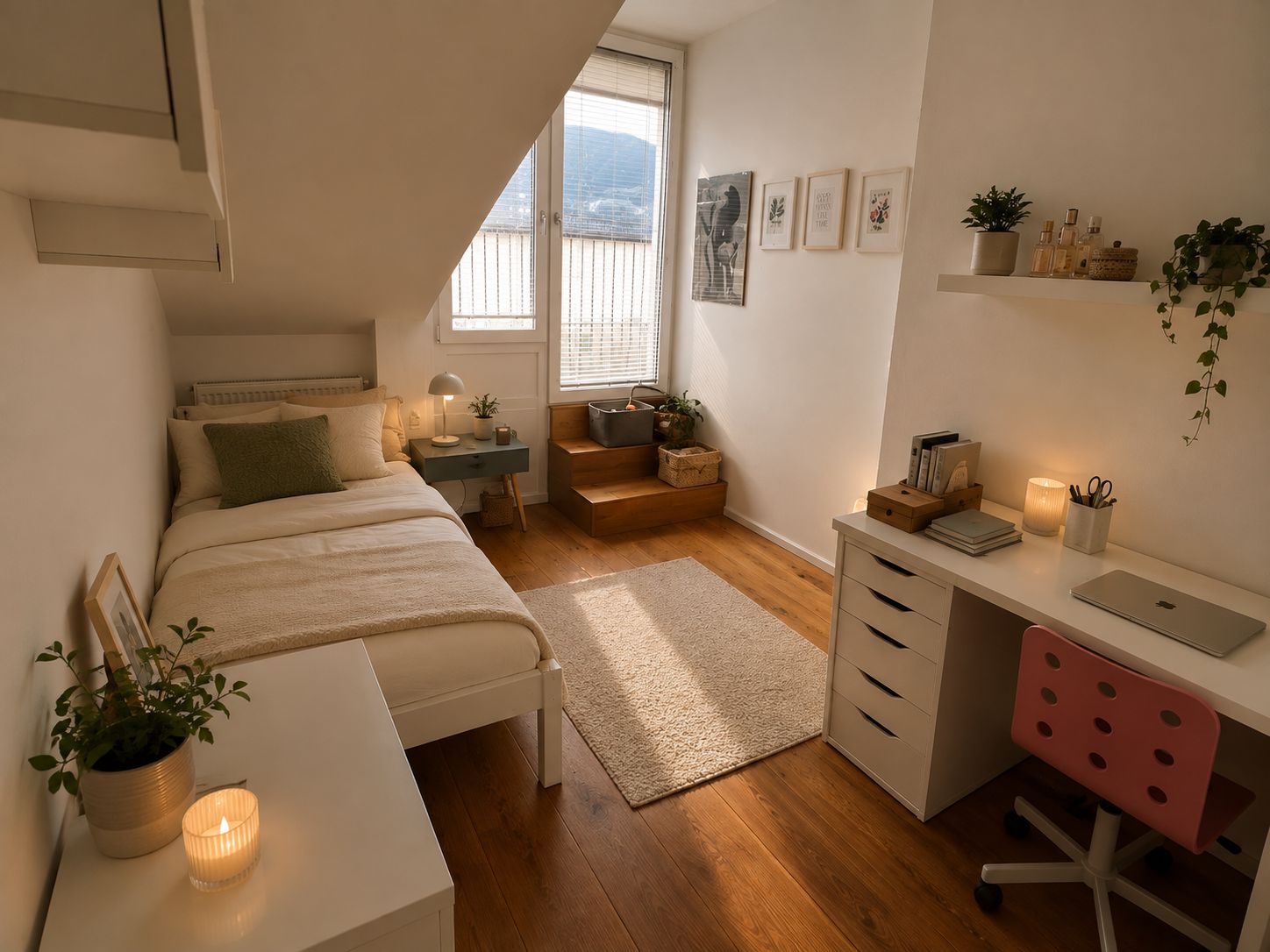 Zimmer 2 im Dachgeschoss mit Balkontür